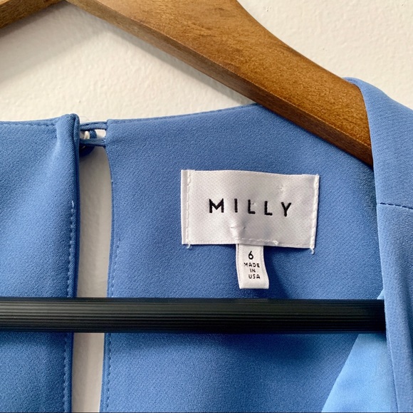 Milly Bell Sleeve Nicole Dress in Steel Blue - Picture 5 of 8